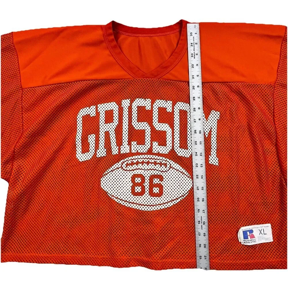 Vintage Russell Athletic Practice Football Jersey Men XL Orange Mesh Grissom 86